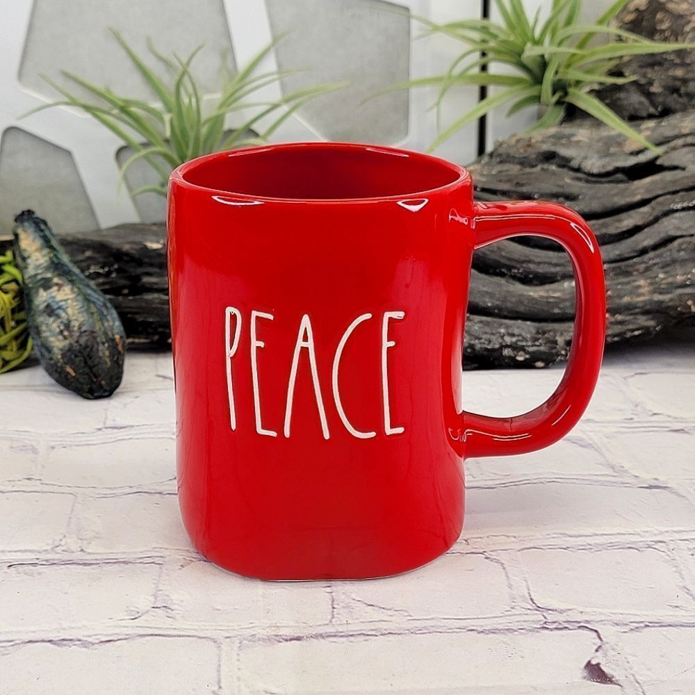 Rae Dunn PEACE Red Ceramic Mug